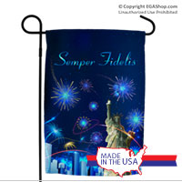 Garden Flag: Lady Liberty with Fireworks