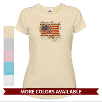 _T-Shirt (Ladies, Solar): American by Birth...
