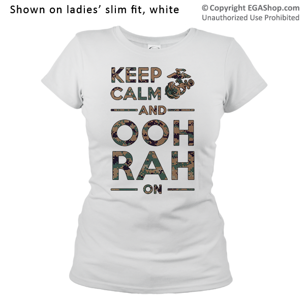 _T-Shirt (Ladies): KEEP CALM, OOH RAH on