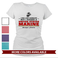 _T-Shirt (Ladies): I may look harmless... -red