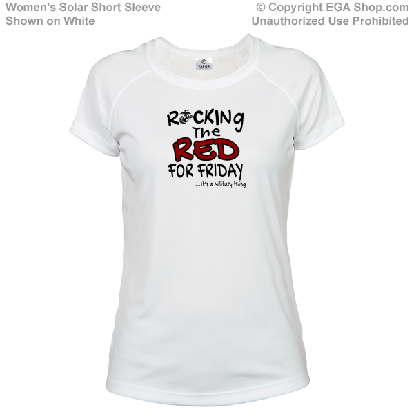 _T-Shirt (Ladies, Solar): Rocking the Red -EGA