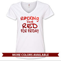 _Ladies V-Neck: Rocking the RED