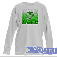 _Youth Solar Long Sleeve Shirt: Marines Repeating -lime green