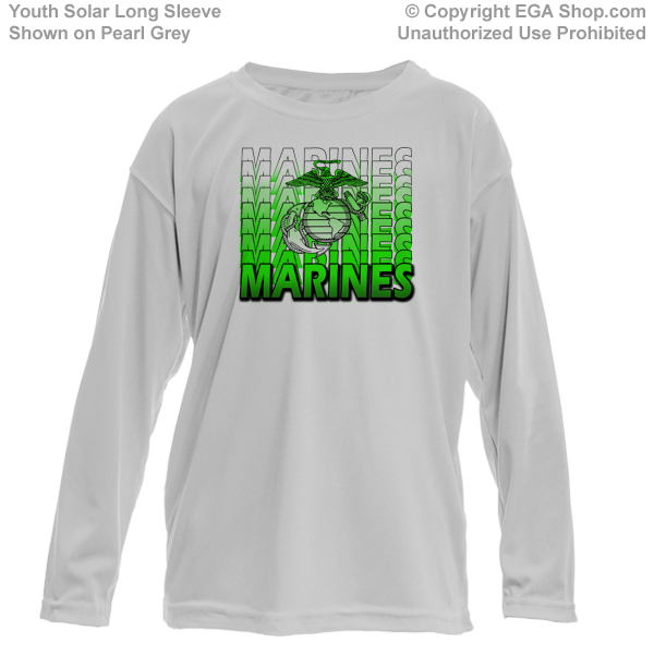 _Youth Solar Long Sleeve Shirt: Marines Repeating -lime green