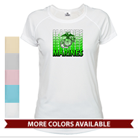 _T-Shirt (Ladies, Solar): Marines Repeating -lime green