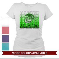_T-Shirt (Ladies): Marines Repeating -lime green