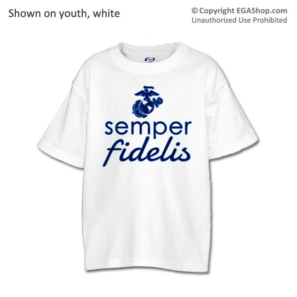 _T-Shirt (Youth): Semper Fidelis - EGA - Blue