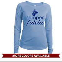 _Long Sleeve Solar Shirt (Ladies): Semper Fidelis - EGA - Blue
