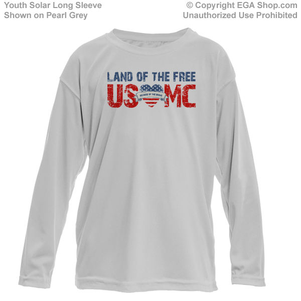 _Youth Solar Long Sleeve Shirt: Land of the Free, USMC