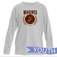 _Youth Solar Long Sleeve Shirt: Red Marines Seal