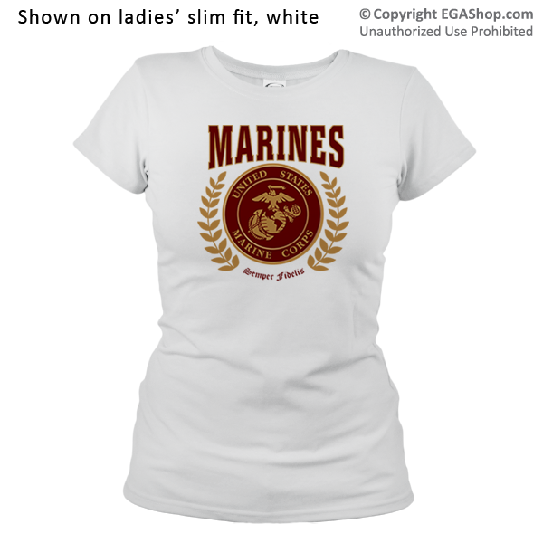 _T-Shirt (Ladies): Red Marines Seal