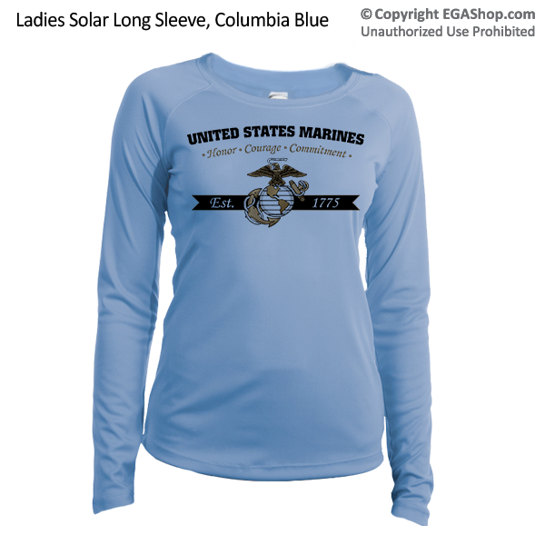 _Long Sleeve Solar Shirt (Ladies): Honor, Courage, Commitment - Gold
