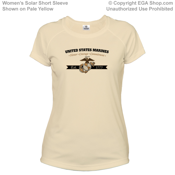 _T-Shirt (Ladies, Solar): Honor, Courage, Commitment - Gold