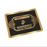 Cutting Board (15x19, glass): Black & Gold Marines