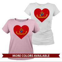 _T-Shirt (Ladies): Marine Corps Flag Heart