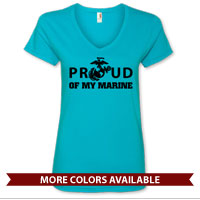 _Ladies V-Neck: Proud of My Marine