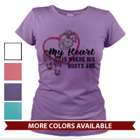 _T-Shirt (Ladies): My Heart is Where His/Her Boots Are