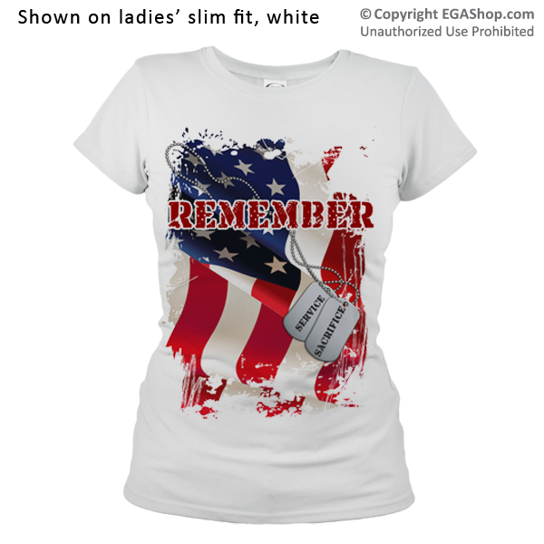 _T-Shirt (Ladies): Remember-Service & Sacrifice