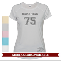 _T-Shirt (Ladies, Solar): Varsity Semper Fidelis 75