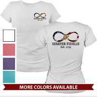 _T-Shirt (Ladies): Infinity, Semper Fidelis American Flag