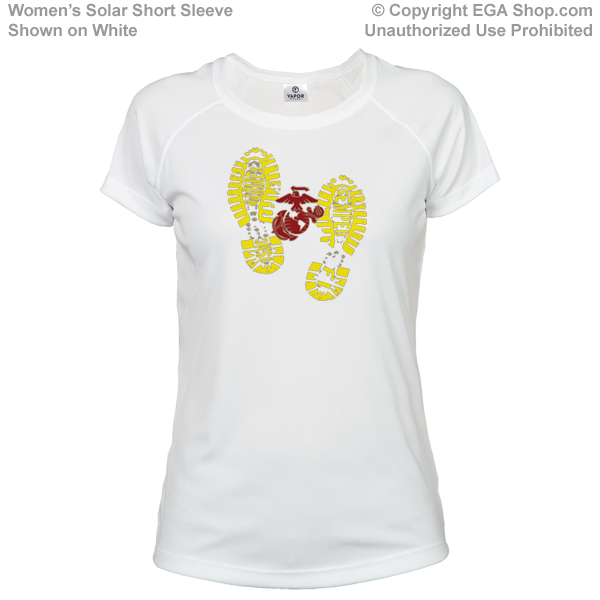 _T-Shirt (Ladies, Solar): Bootprints With EGA