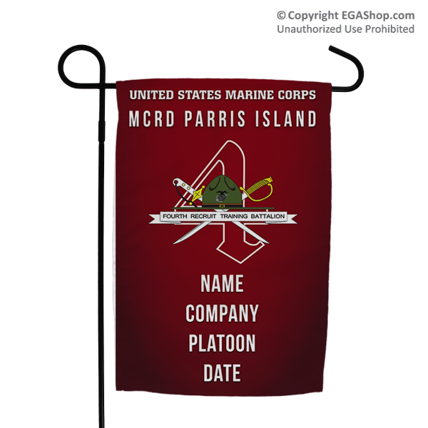 Garden Flag: Recruit, 4th Btn-Parris Island (Customized)