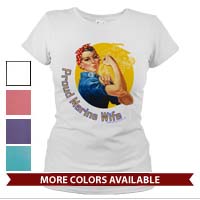 _T-Shirt (Ladies): Rosie: Proud Marine Mom/Wife