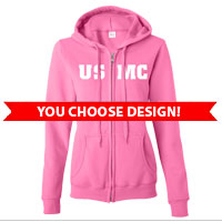 Full-Zip Hoodie (Ladies, Pink): You Choose Design