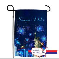 Garden Flag: Lady Liberty with Fireworks