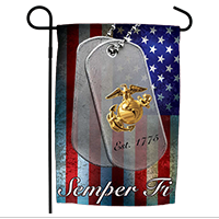 Garden Flag: Dog Tag EGA with American Flag