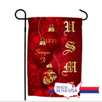 Garden Flag: Red Ornaments with USMC