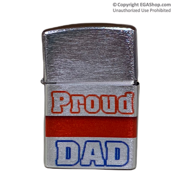 Lighter (Metal, Refillable): Proud Dad (choice of colors)