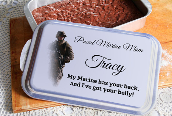 Cake Pan w/ Personalized Lid: My Marine has your back...