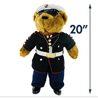 Plush: 20" CUSTOMIZED Marine Corps Bear in Dress Blue Uniform