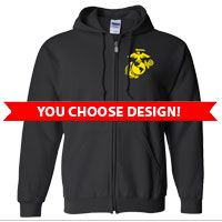 Full-Zip Hoodie (Unisex, Black): You Choose Design