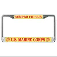 SEMPER FI U.S MARINE CORPS MARINES Metal License Plate Frame Tag Border 