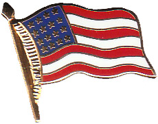 Lapel Pin, American Flag Retro