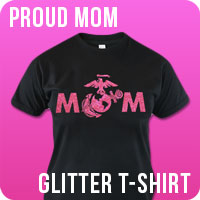 proud marine mom marine corps t-shirt glitter